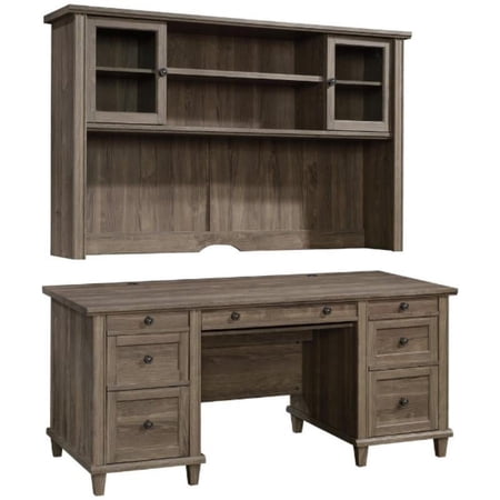 Home Square 2-Piece Set with Hutch & Executive Desk in Emery Oak