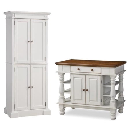 Home Square 2-Piece Set with Kitchen Island and Pantry in Off White