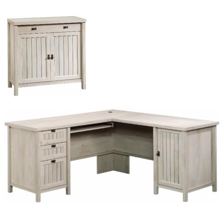 Home Square 2-Piece Set with L Shaped Computer Desk & Accent Chest