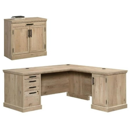 Home Square 2-Piece Set with L-Shaped Desk & Utility Stand Library Base