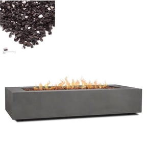 Home Square 2-Piece Set with LP Fire Table and Fire Glass in Slate/Black