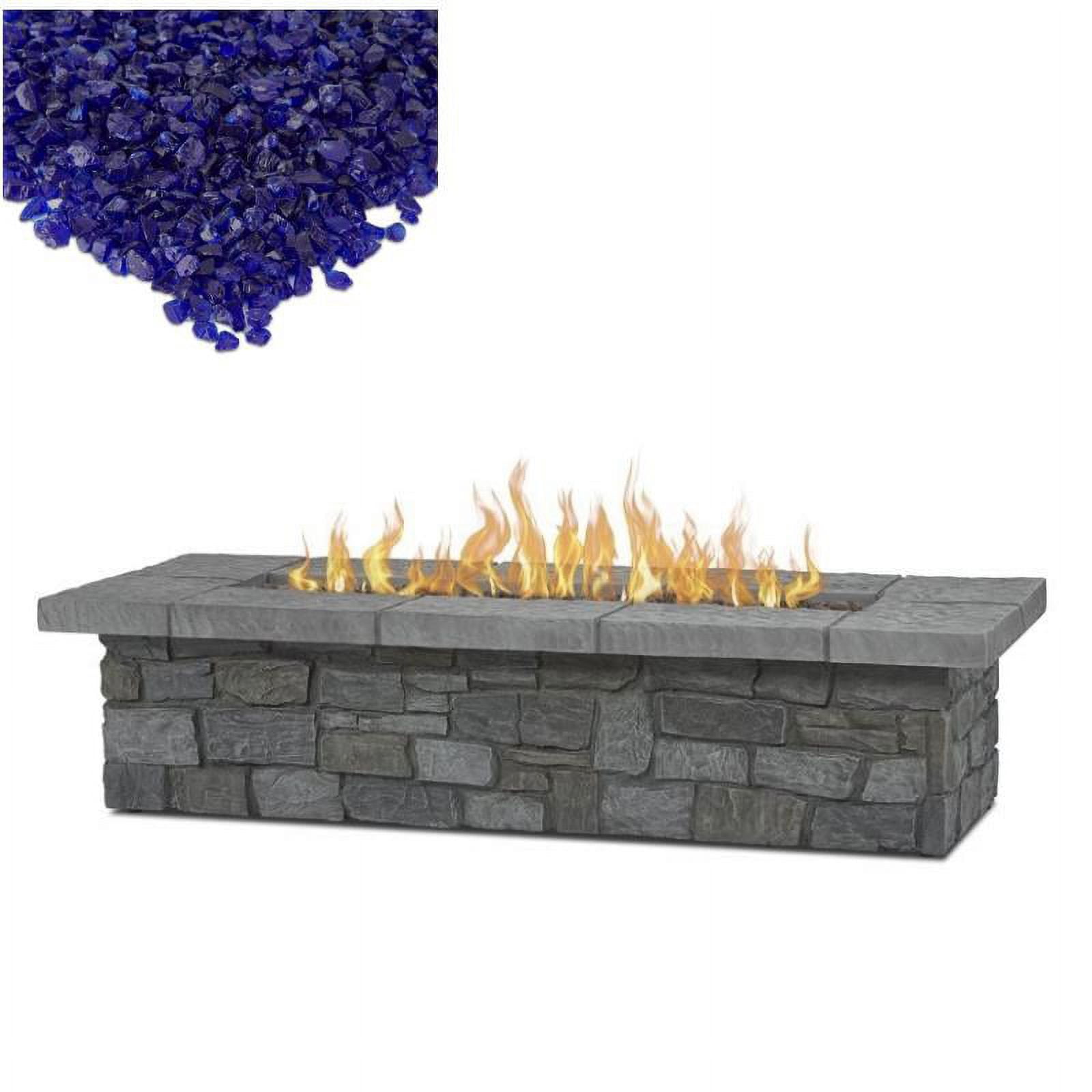 Home Square 2Piece Set with Large Propane Fire Table & Fire Glass