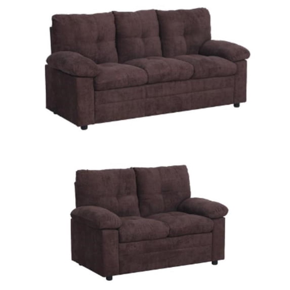 Home Square 2-Piece Set with Living Room Sofa and Loveseat in Brown
