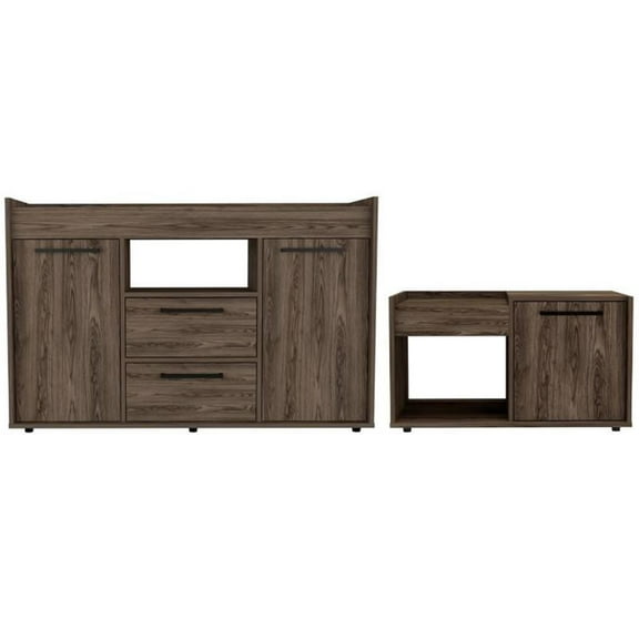 Home Square 2-Piece Set with Lyon Coffee Table & Sideboard in Dark Walnut