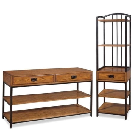 Home Square 2-Piece Set with Media Console and Tower in Brown