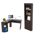 thumbnail image 1 of Home Square 2-Piece Set with Merlin L-Shaped Desk & Corner Bookcase in Espresso, 1 of 17