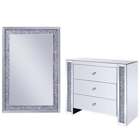 Home Square 2-Piece Set with Mirrored Console Table & Mirrored Wall Decor