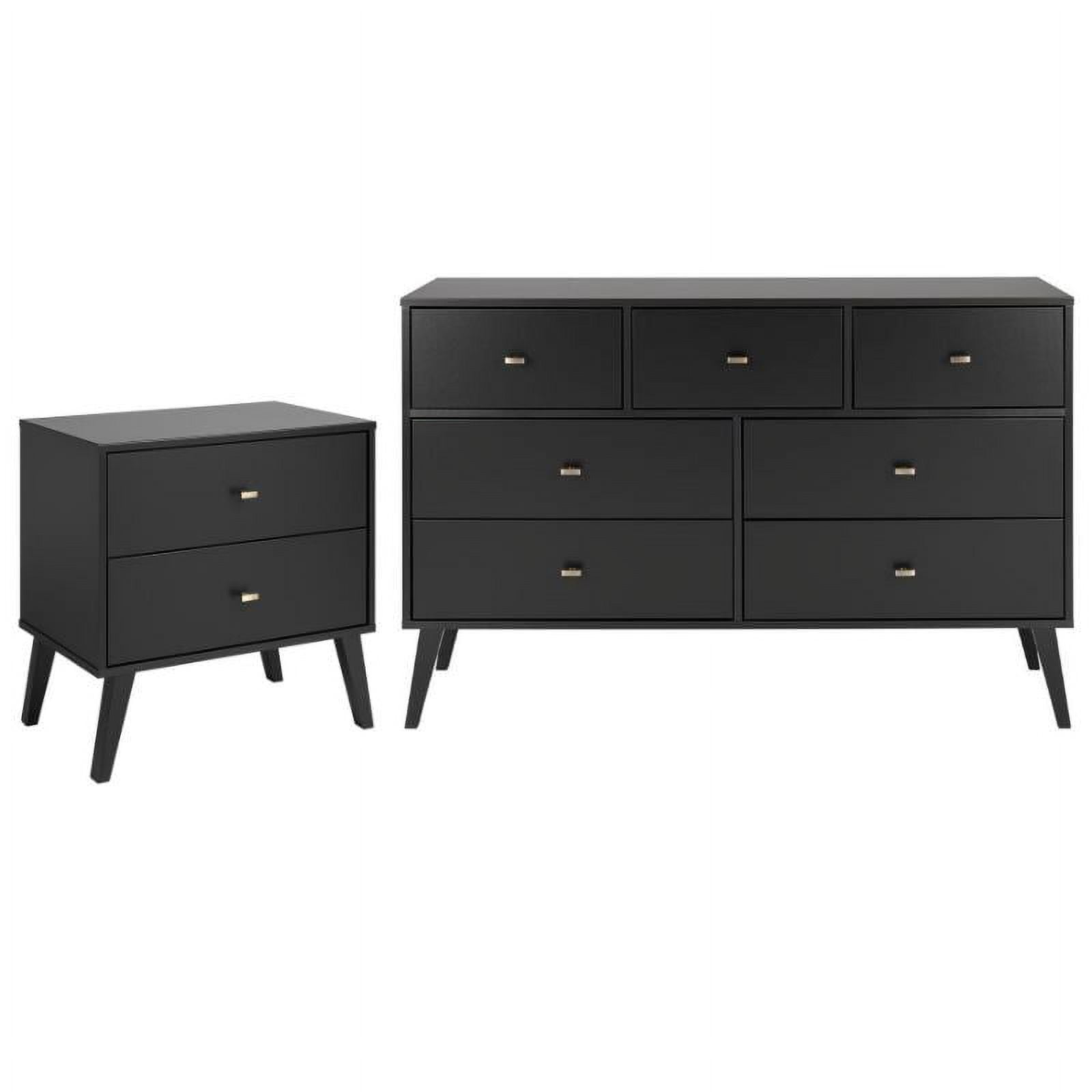 2 piece 7 drawer dresser and 2 drawer nightstand set in gray deals