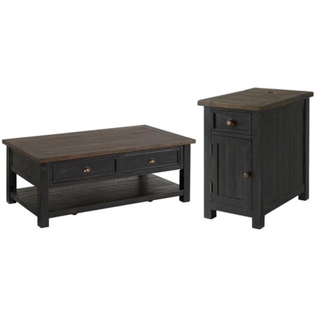 Home Square 2-Piece Set with Monterey 2 Drawer Coffee Table & Chairside Table