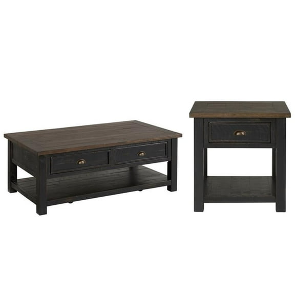 Home Square 2-Piece Set with Monterey 2 Drawer Coffee Table & End Table