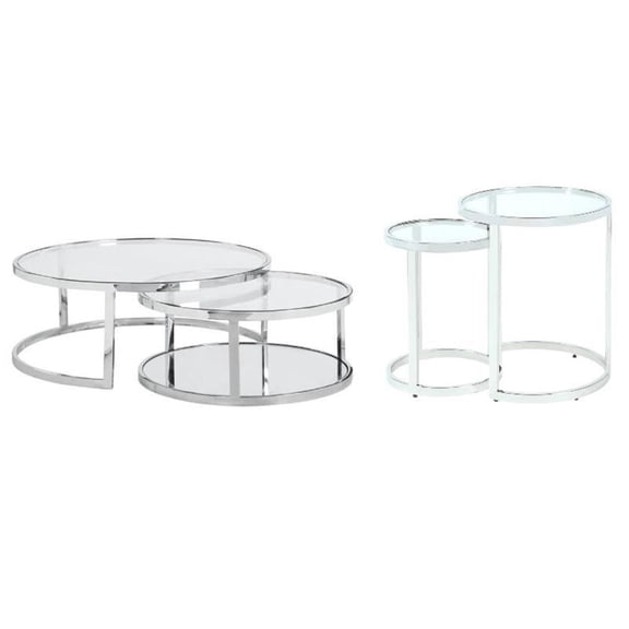 Home Square 2-Piece Set with Nesting Cocktail Table Set and Lamp Table Set