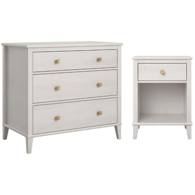 ivory dresser and nightstand set Home Square 2-Piece Set with Nightstand & 3 Drawer Dresser in Ivory Oak