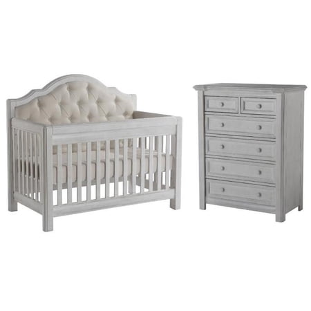 Home Square 2-Piece Set with Panel Crib & 5-Drawer Dresser in White