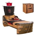 thumbnail image 1 of Home Square 2 Piece Set with Pirate Ship Twin Bed and Nightstand in Dark Brown, 1 of 17