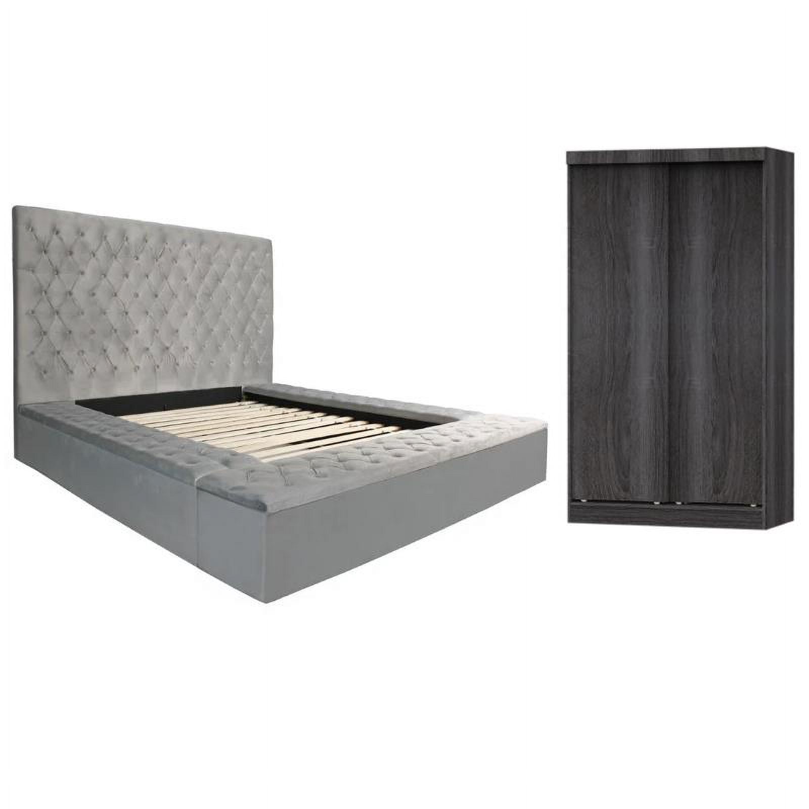 Sliding Platform Set Home Square 2-Piece Set with Platform King Bed and Double Sliding Door ...