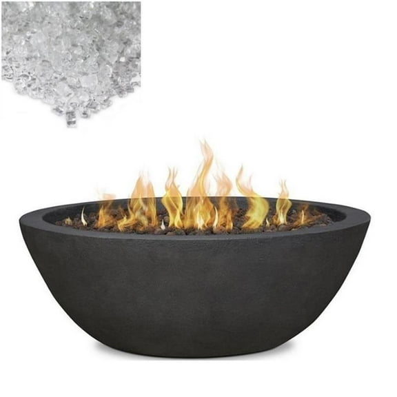 Home Square 2-Piece Set with Propane Fire Pit Bowl & Fire Glass