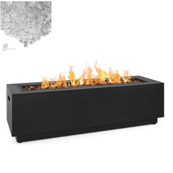 Home Square 2-Piece Set with Propane Fire Pit & Fire Glass in Gray/Ice Crear