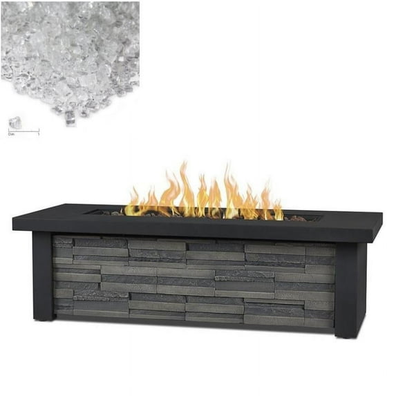Home Square 2-Piece Set with Propane Fire Pit & Fire Glass