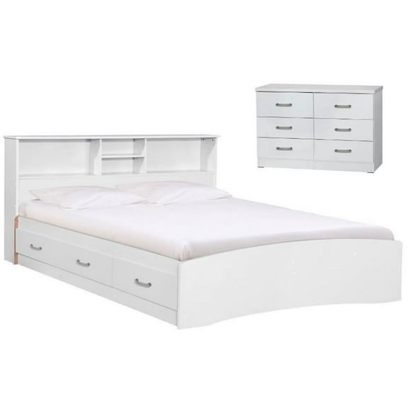 Home Square 2-Piece Set with Queen Captains Bed and 6-Drawer Bedroom Dresser