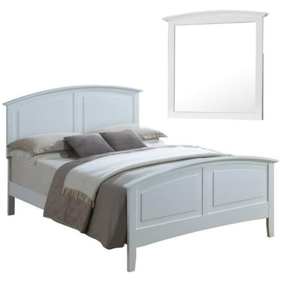 Home Square 2-Piece Set with Queen Panel Bed and Mirror in White