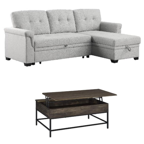 Home Square 2-Piece Set with Reversible Sleeper Sofa and Coffee Table