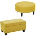 thumbnail image 1 of Home Square 2 Piece Set with Round and Rectangular Tufted Ottomans in Yellow, 1 of 15