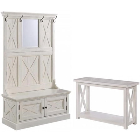 Home Square 2-Piece Set with Seaside Lodge Hall Tree and Console Table