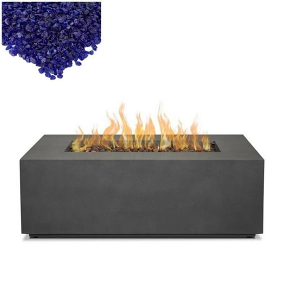 Home Square 2-Piece Set with Small Fire Table & Fire Glass in Slate/Cobalt Blue