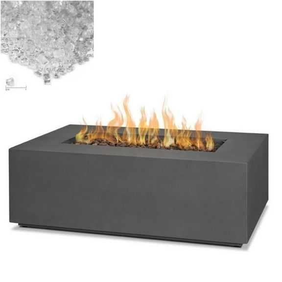 Home Square 2-Piece Set with Small Propane Fire Table and Fire Glass