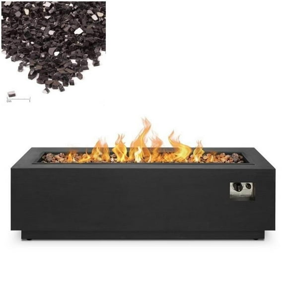 Home Square 2-Piece Set with Steel Propane Fire Pit and Fire Glass