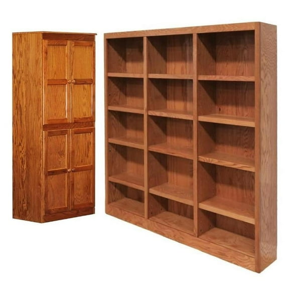 Home Square 2-Piece Set with Storage Cabinet 72" Tall 15-Shelf Wide Bookcase