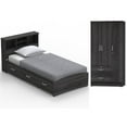 thumbnail image 1 of Home Square 2-Piece Set with Twin Captains Bed and Wardrobe Armoire Closet, 1 of 11