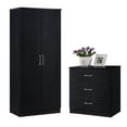 thumbnail image 1 of Home Square 2 Piece Set with Two Door Armoire and 3 Drawer Chest in Black Wood, 1 of 12
