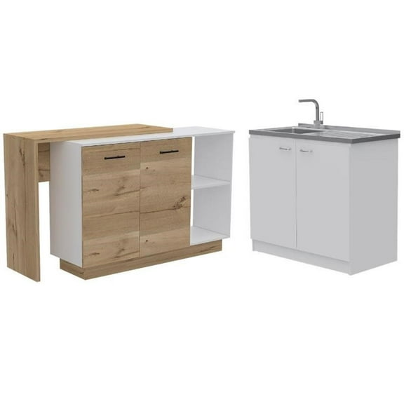 Home Square 2-Piece Set with Two-Door Kitchen Island and Utility Sink