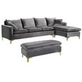 thumbnail image 1 of Home Square 2-Piece Set with Velvet Reversible Sectional and Ottoman in Gray, 1 of 9