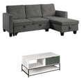 thumbnail image 1 of Home Square 2-Piece Set with Velvet Sleeper Sofa and Steel Coffee Table, 1 of 11