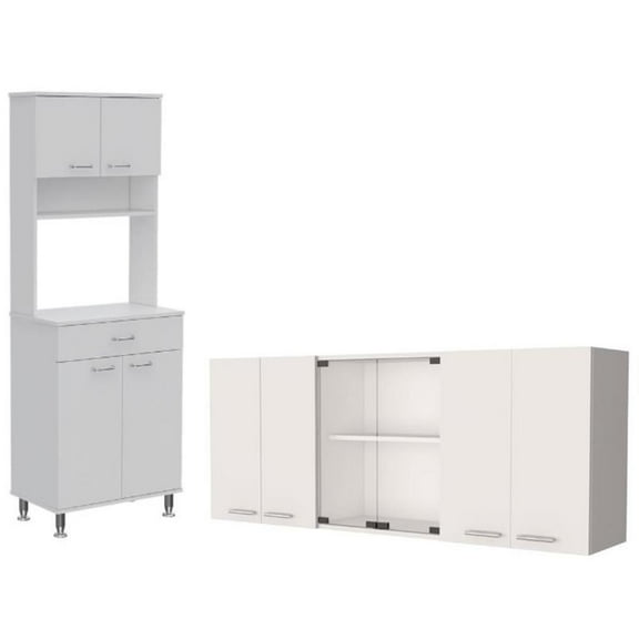 Home Square 2-Piece Set with Wall Cabinet and Pantry Cabinet in White