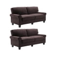 thumbnail image 1 of Home Square 2 Piece Soft Polyester Fabric Sofa Set in Dark Brown, 1 of 2