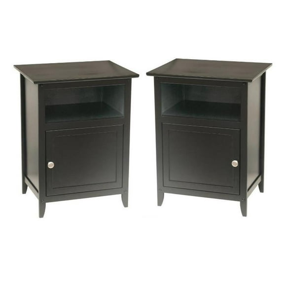 Home Square 2 Piece Solid Wood End Table Set in Black