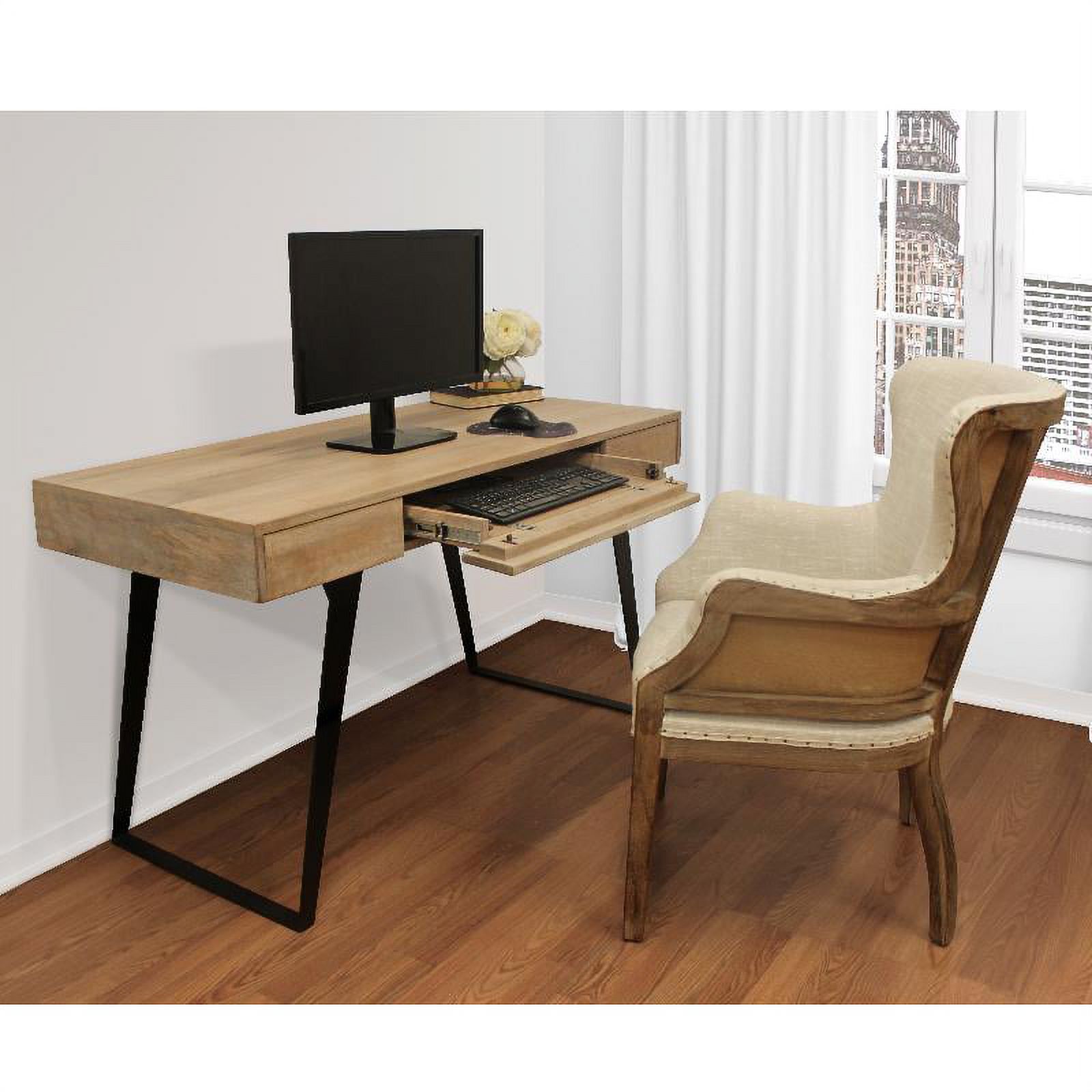 Home Square 2Piece Solid Wood Office Set with 1 Desk & 1 Armchair in