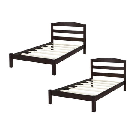 Home Square 2 Piece Solid Wood Twin Bed Set in Espresso
