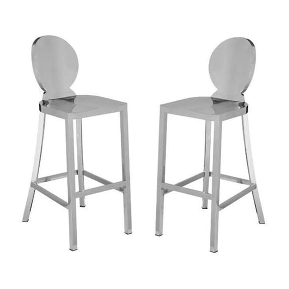 Home Square 2 Piece Stainless Steel Bar Stool Set in Chrome