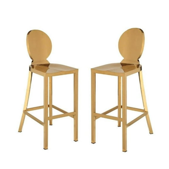 Home Square 2 Piece Stainless Steel Bar Stool Set in Gold