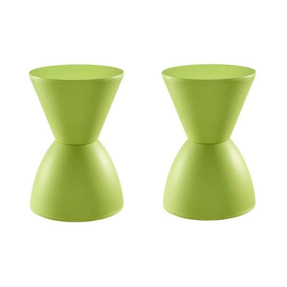 Home Square 2 Piece Storage Stool Set in Green
