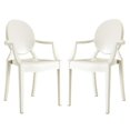 thumbnail image 1 of Home Square 2 Piece Sturdy Polycarbonate Dining Arm Chair Set in White, 1 of 5