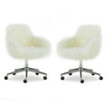 thumbnail image 1 of Home Square 2 Piece Swivel Faux Fur Polyester Office Chair Set in White, 1 of 8
