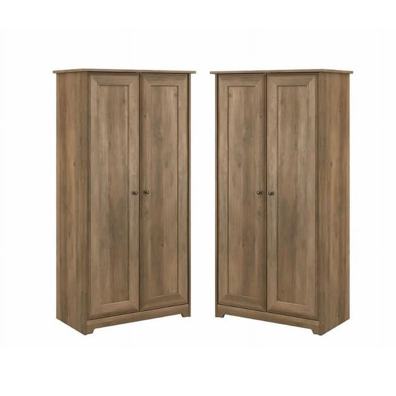Home Square 2 Piece Tall Wood Storage Cabinet with Doors Set in Reclaimed Pine