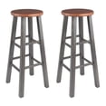 thumbnail image 1 of Home Square 2 Piece Transitional Solid Wood Barstool Set in Rustic Teak and Gray, 1 of 6