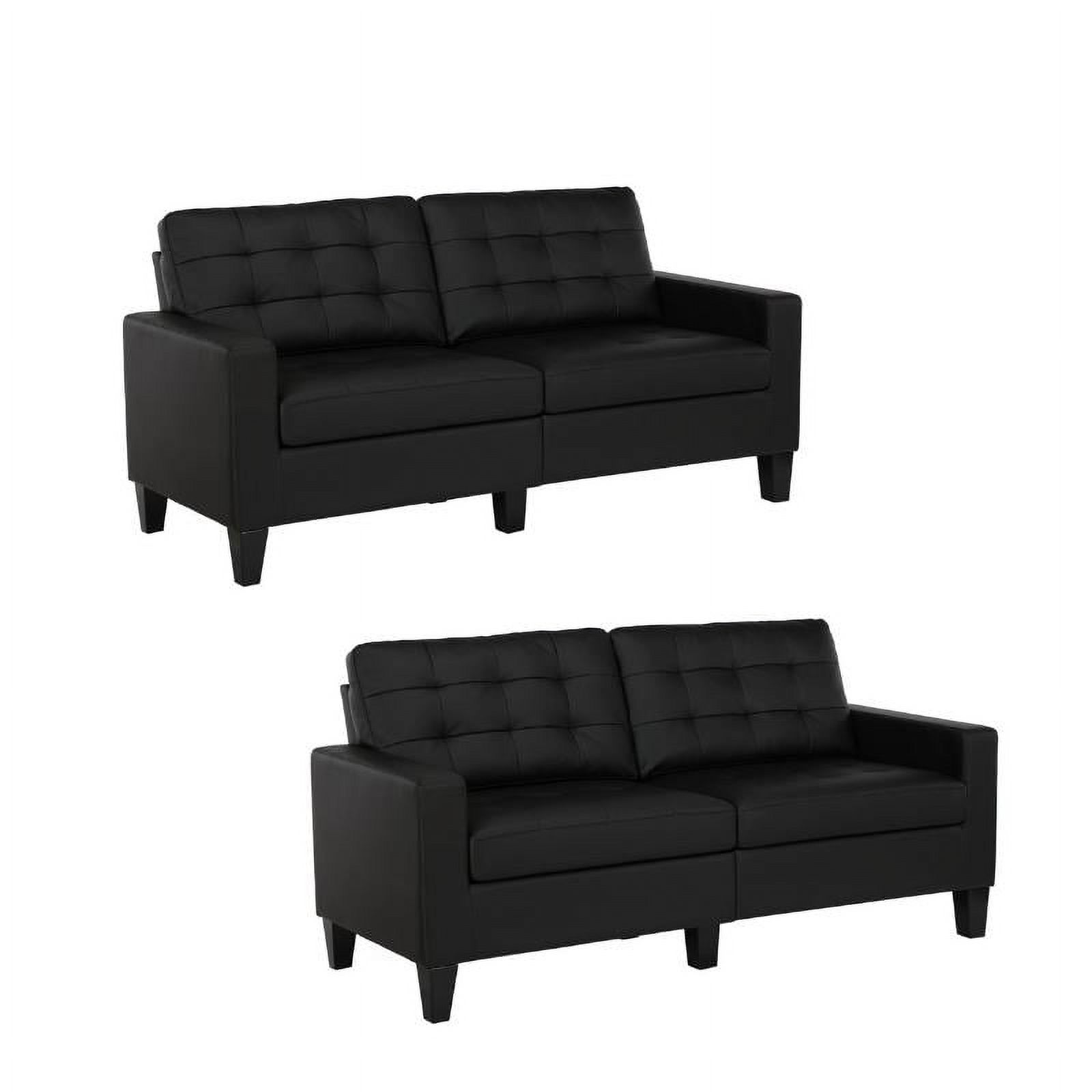 Home Square 2 Piece Transitional Wood Office Reception Sofa Set in