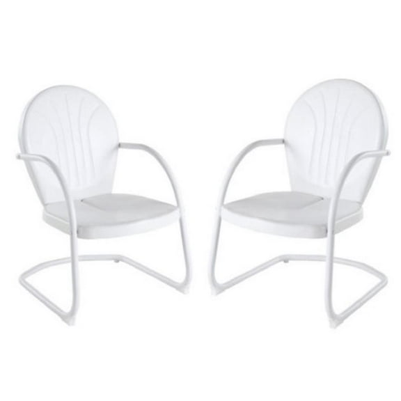 Home Square 2 Piece UV-resistant Metal Patio Chair Set in White